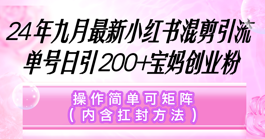 （12530期）小红书混剪引流，单号日引200+宝妈创业粉，操作简单可矩阵（内含扛封…-神牛哥资源总站
