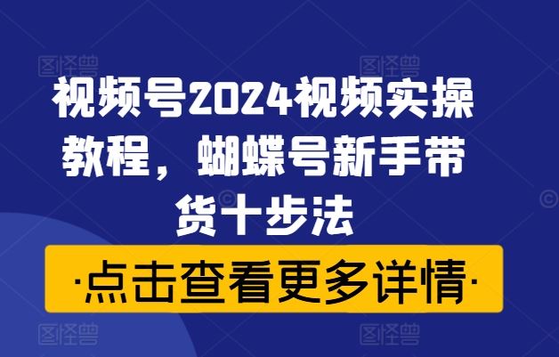 视频号2024视频实操教程，蝴蝶号新手带货十步法-神牛哥资源总站