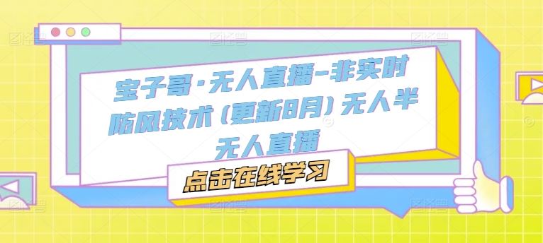 宝子哥·无人直播-非实时防风技术(更新9月)无人半无人直播-神牛哥资源总站