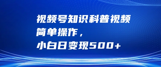 视频号知识科普视频，简单操作，小白日变现500+【揭秘】-神牛哥资源总站